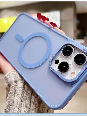 Blue Magnetic Compatible Phone Case with Raised Camera Protection